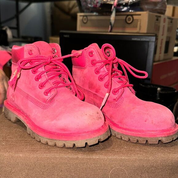 Timberland Boots Toddler Girls' Pink Suede Size 12 - Good Condition - Picture 2 of 4